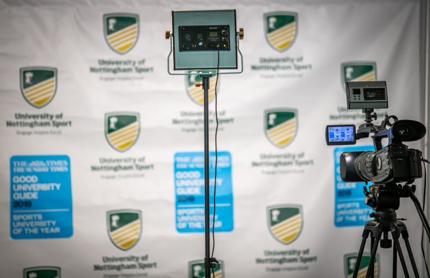 Interview broadcast set up at University of Nottingham Sport