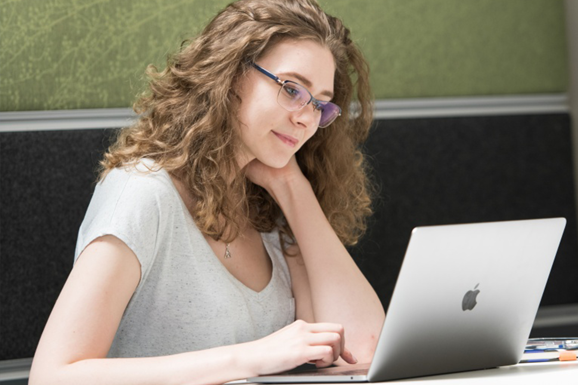 Students discussing work