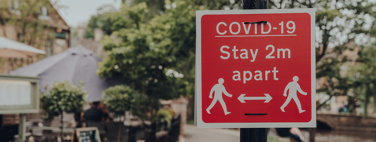 Social distancing signage for Covid