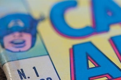 Close-up photograph of Captain America comic book