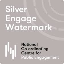 Textured silver square with the words 'Silver Engage Watermark' above the NCCPE name and logo