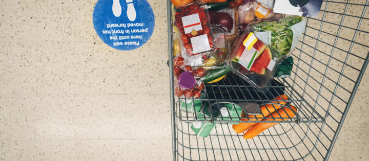 Shopping trolley full of food