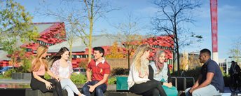 Students relaxing on campus