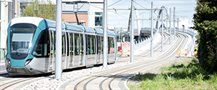 Tram coming over the Ningbo Friendship Bridge