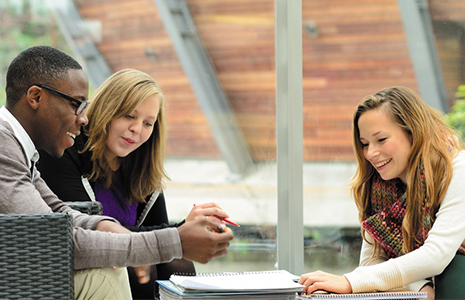 Students discussing work