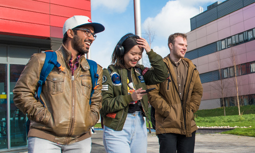 International students walking and talking on Jubilee Campus
