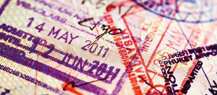 Stamps in a passport