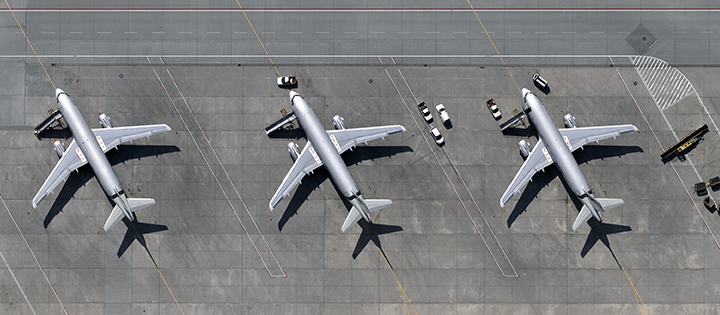 Three aircrafts in a row