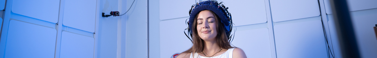 Child in awe with a special helmet on