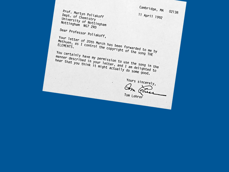 A letter from Tom Lehrer