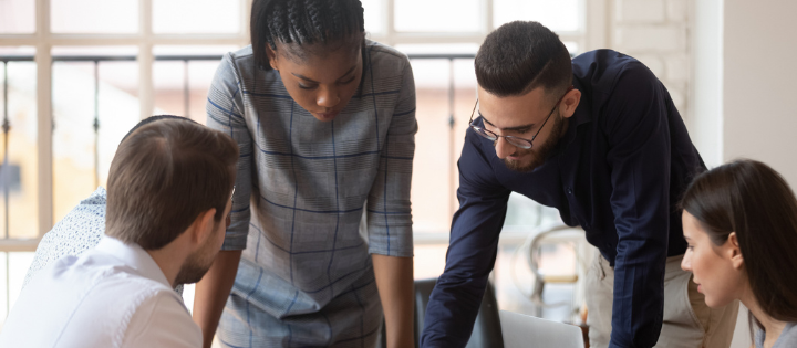 A group of young professionals working together